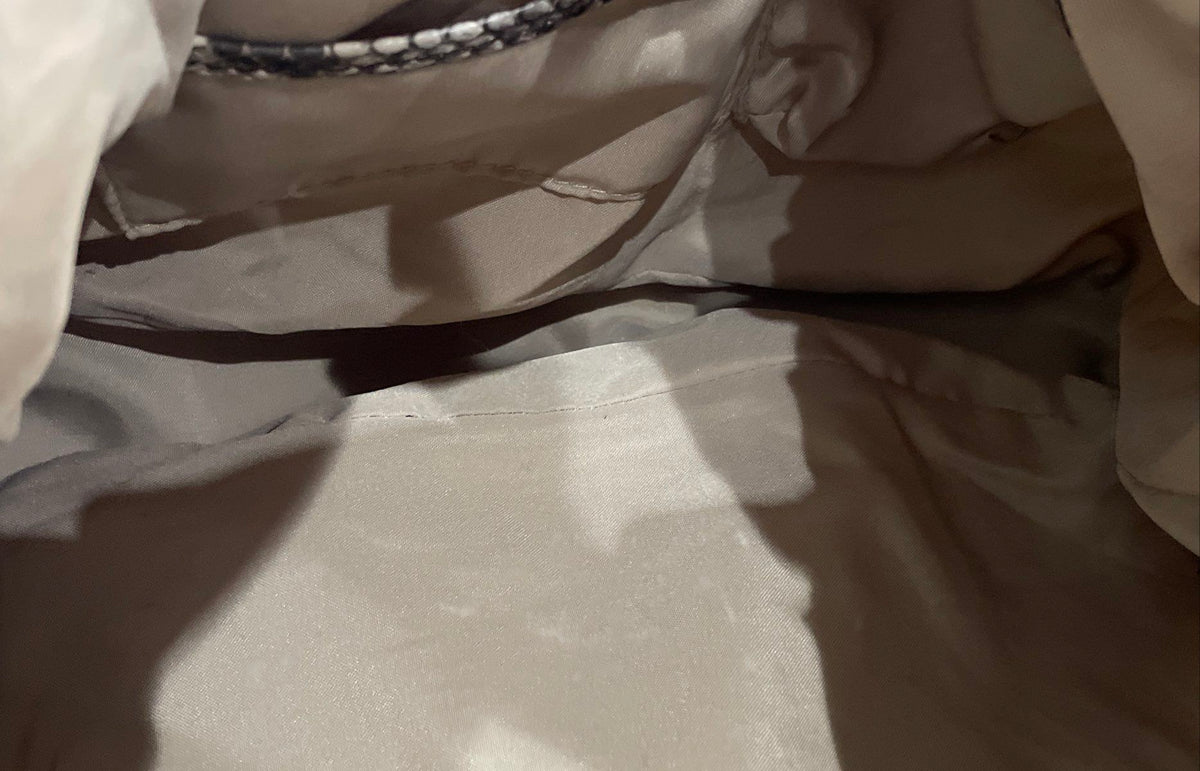 Nicole by Nicole Miller Snake Skin Leather Hobo Shoulder Bag Silver Tone