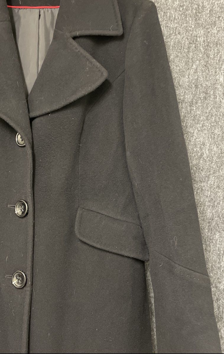 DKNY Women's Black Wool Blend Long Walking Overcoat Pea Coat Jacket Sz 12