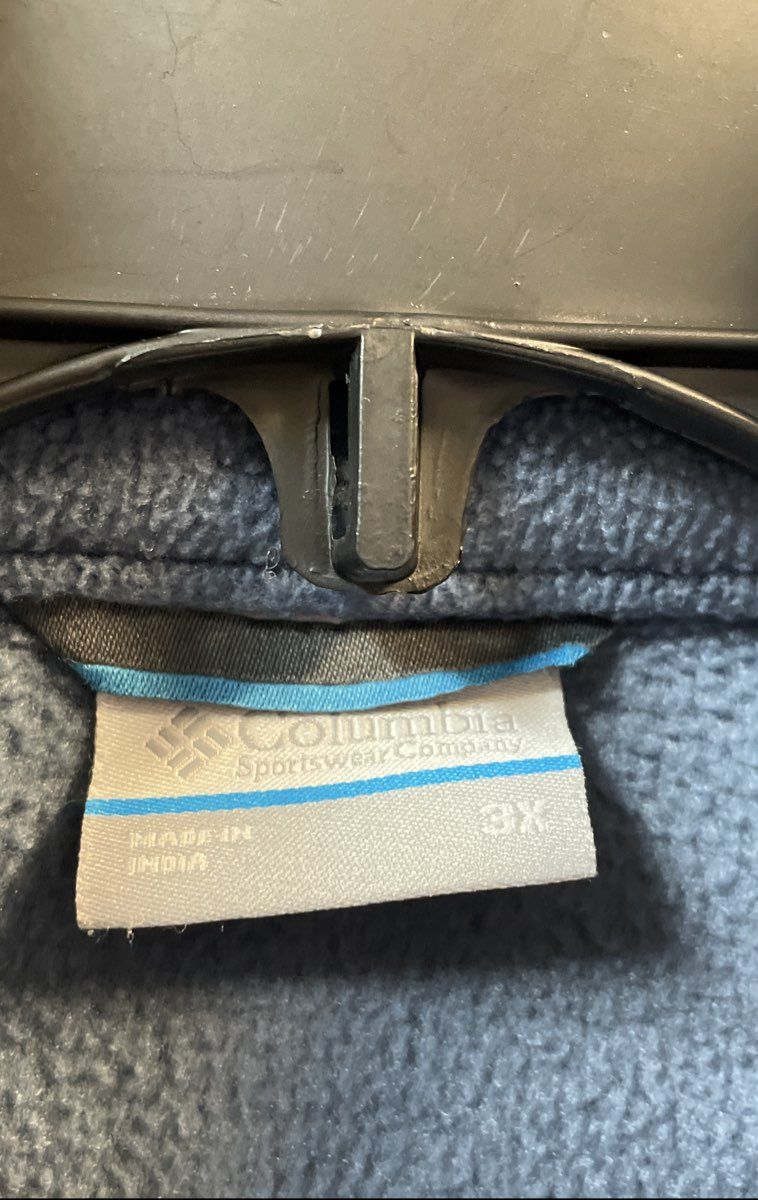 Columbia Blue Navy Hybrid Fleece Full Zip Jacket Nylon Yoke Sz 3X