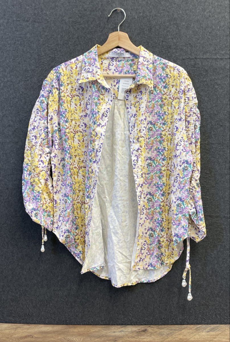 LaPorte Women's Gradient Floral Button Down Shirt NWT Multicolor Sz M