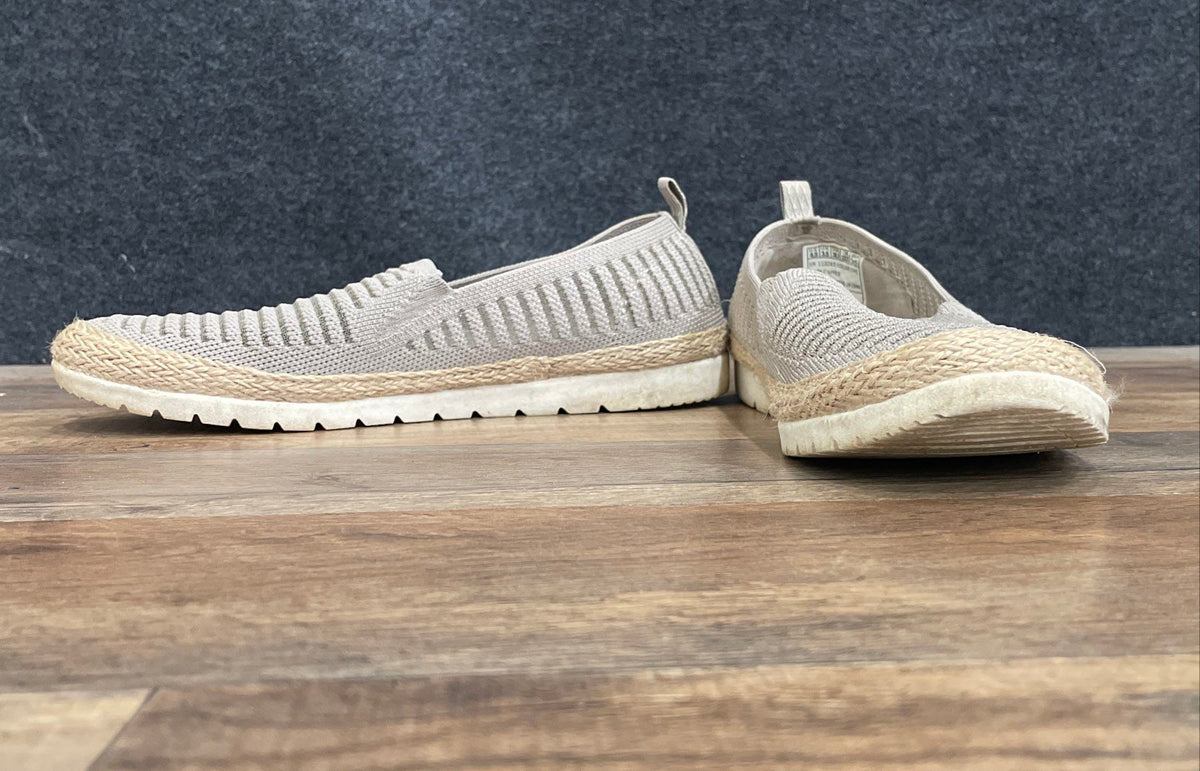Skechers BOBS Grey Knit Espadrille Slip-On Shoes Women's Size 6.5