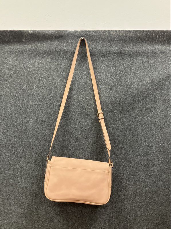 Rosetti Nude Beige Faux Leather Triple Compartment Crossbody Bag Gold Hardware