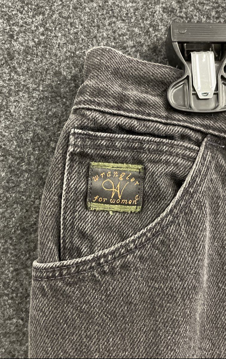 Vintage 90s Wrangler for Women Faded Black High Rise Tapered Mom Jeans Sz 12x29
