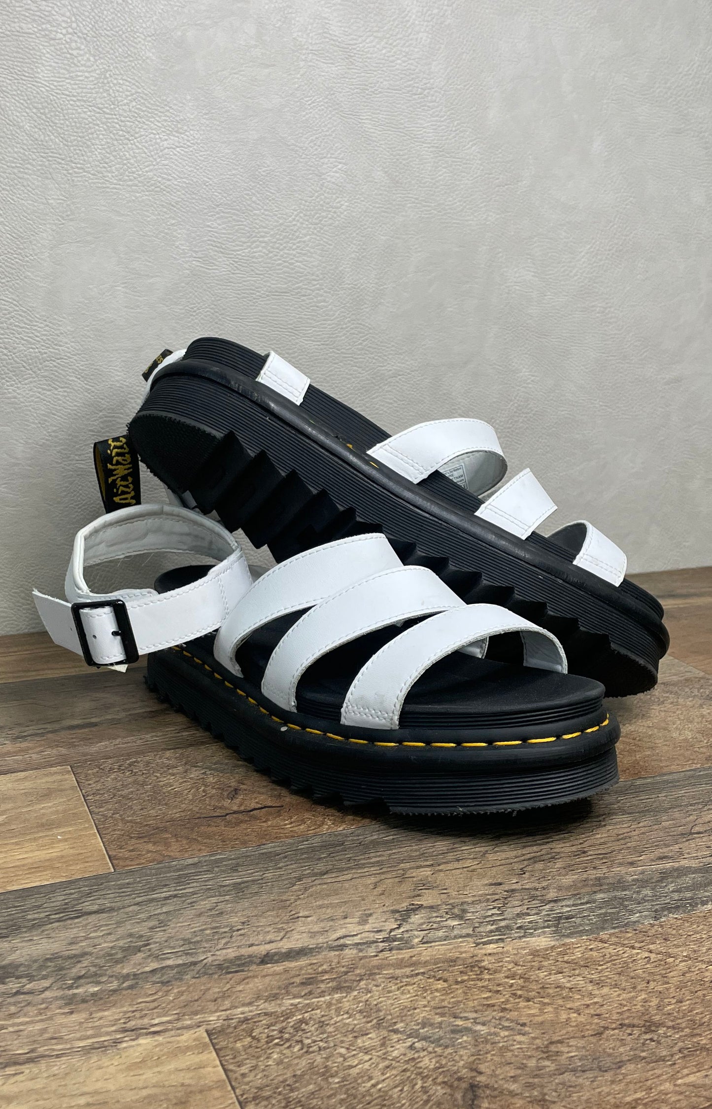 Dr. Martens Blaire White Hydro Leather Platform Gladiator Sandals Size US 10