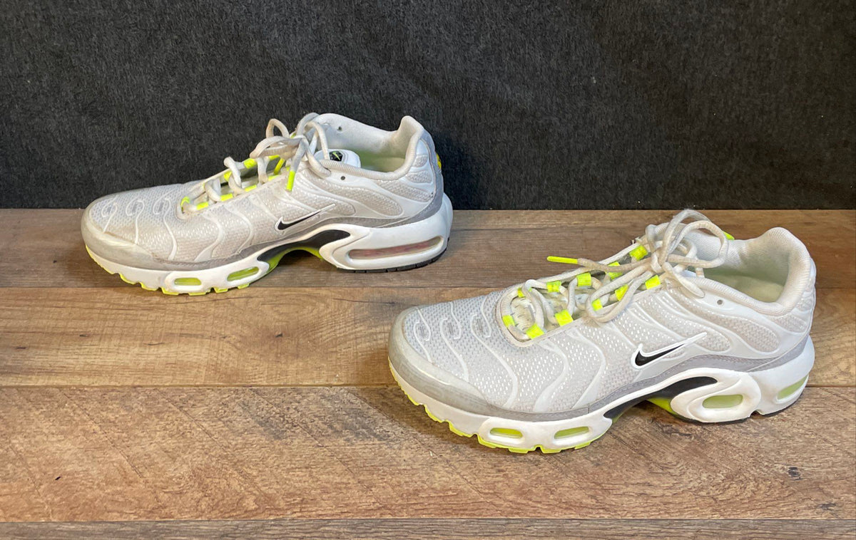 Nike Air Max Plus GS White Black Volt Tn Running Shoes Size 6.5Y