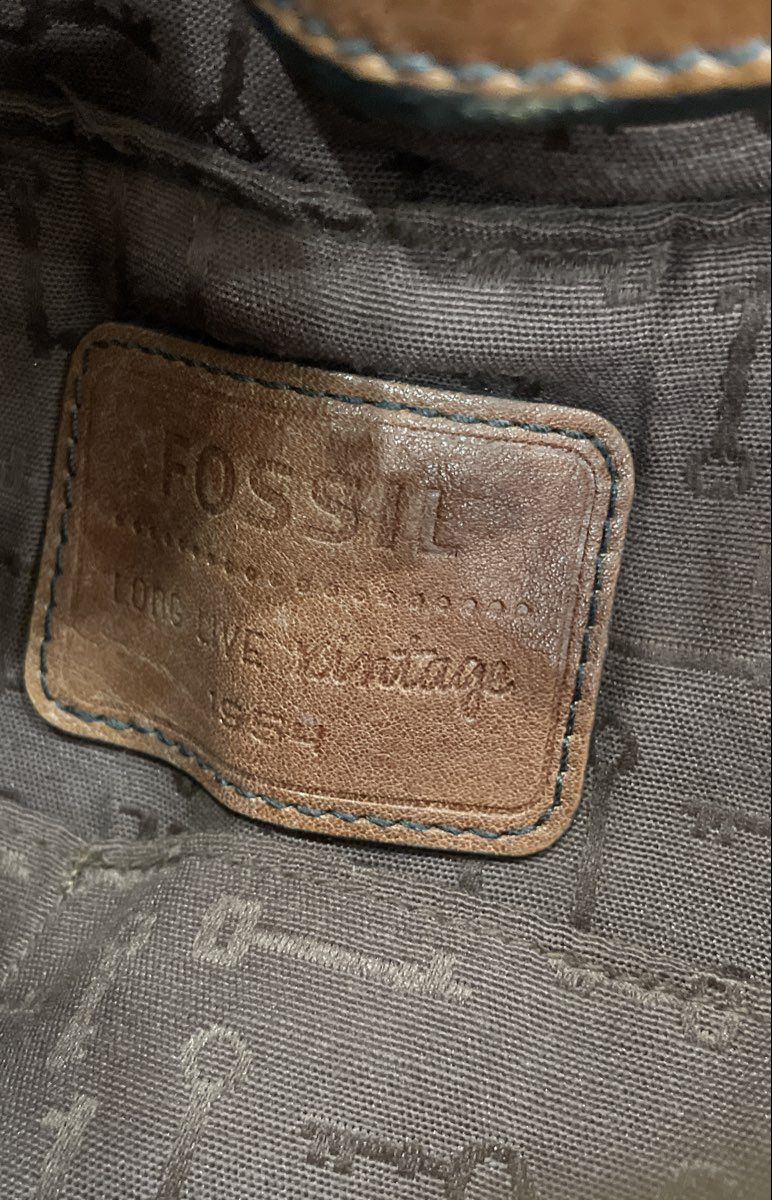 Fossil Brown Leather Large Tote Shoulder Bag Brass Hardware
