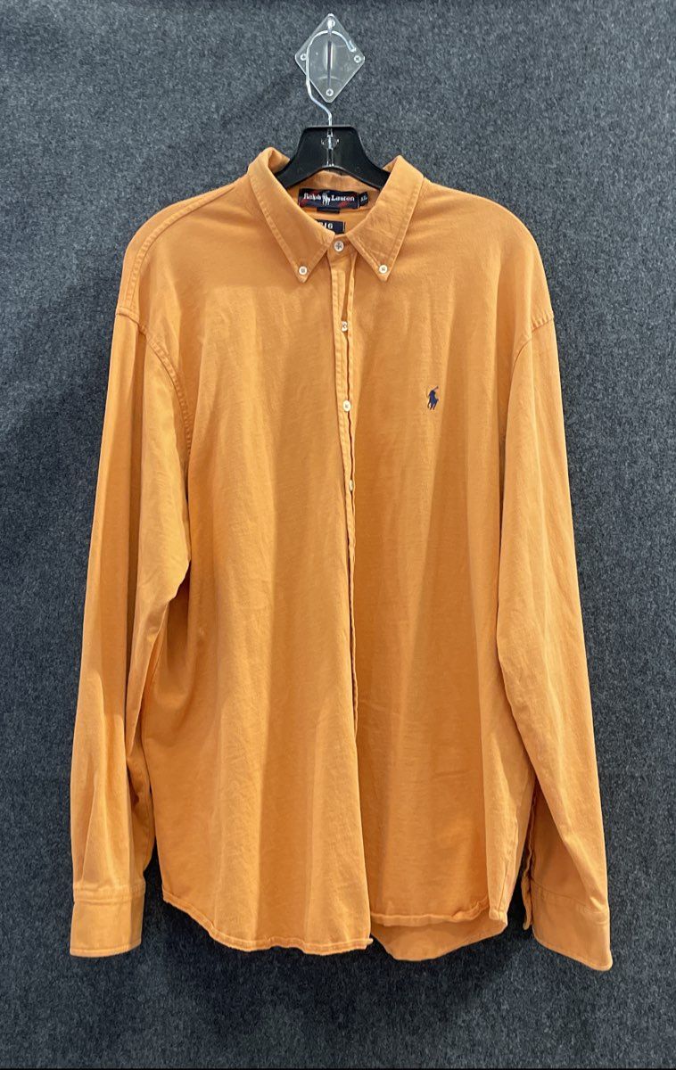 Ralph Lauren Men's Orange Long Sleeve Button Down Shirt Big & Tall Sz XL