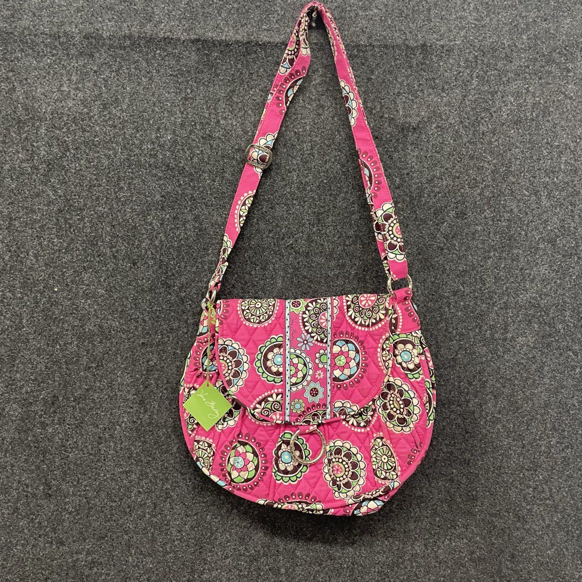 Vera Bradley Cupcakes Pink Saddle Up Flap Shoulder Bag NWT Quilted Cotton