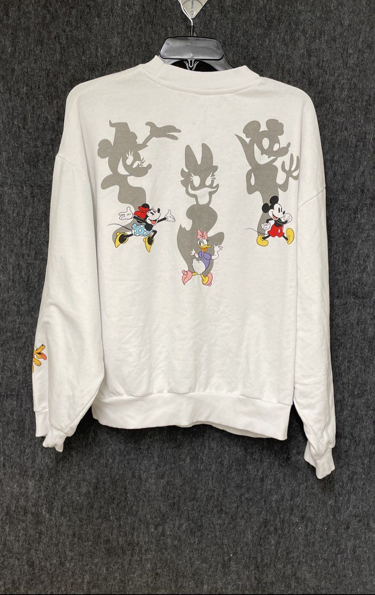 Disney Mickey & Friends White Graphic Shadow Print Sweatshirt Sz M
