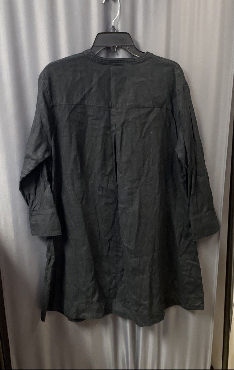 Joie Women's Black 100% Linen Button Front V-Neck Tunic Shirt Sz M