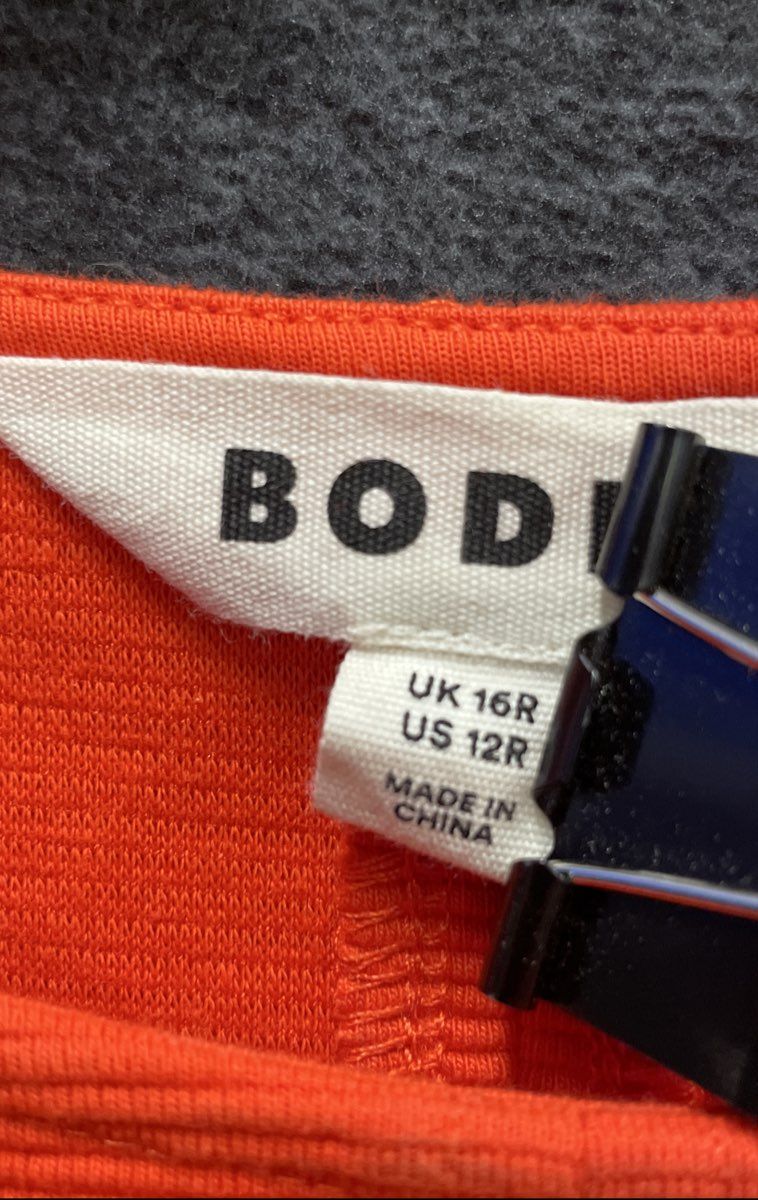 Boden Women's Orange Otto Ottoman Ribbed Knit Long Sleeve Pocket Dress Sz 12R