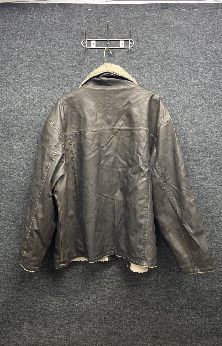 Lee Men's Brown Faux Leather Sherpa Lined Zip Front Jacket Sz 4X