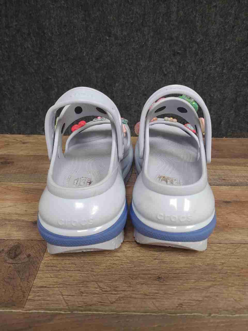 Crocs Mega Crush Triple Strap Sandal White Blue Platform Women's 9 Men's 7