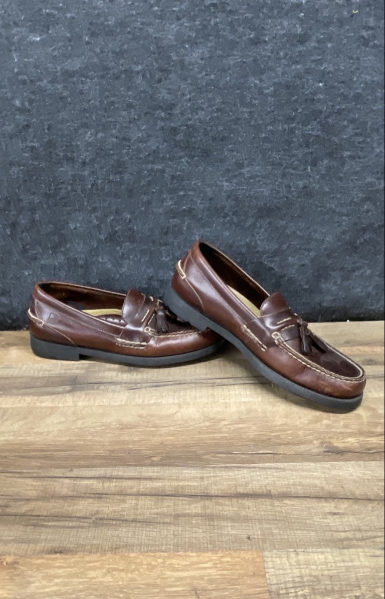 Sperry Top-Sider Dark Brown Leather Tassel Loafer Men's Boat Shoes Size 9