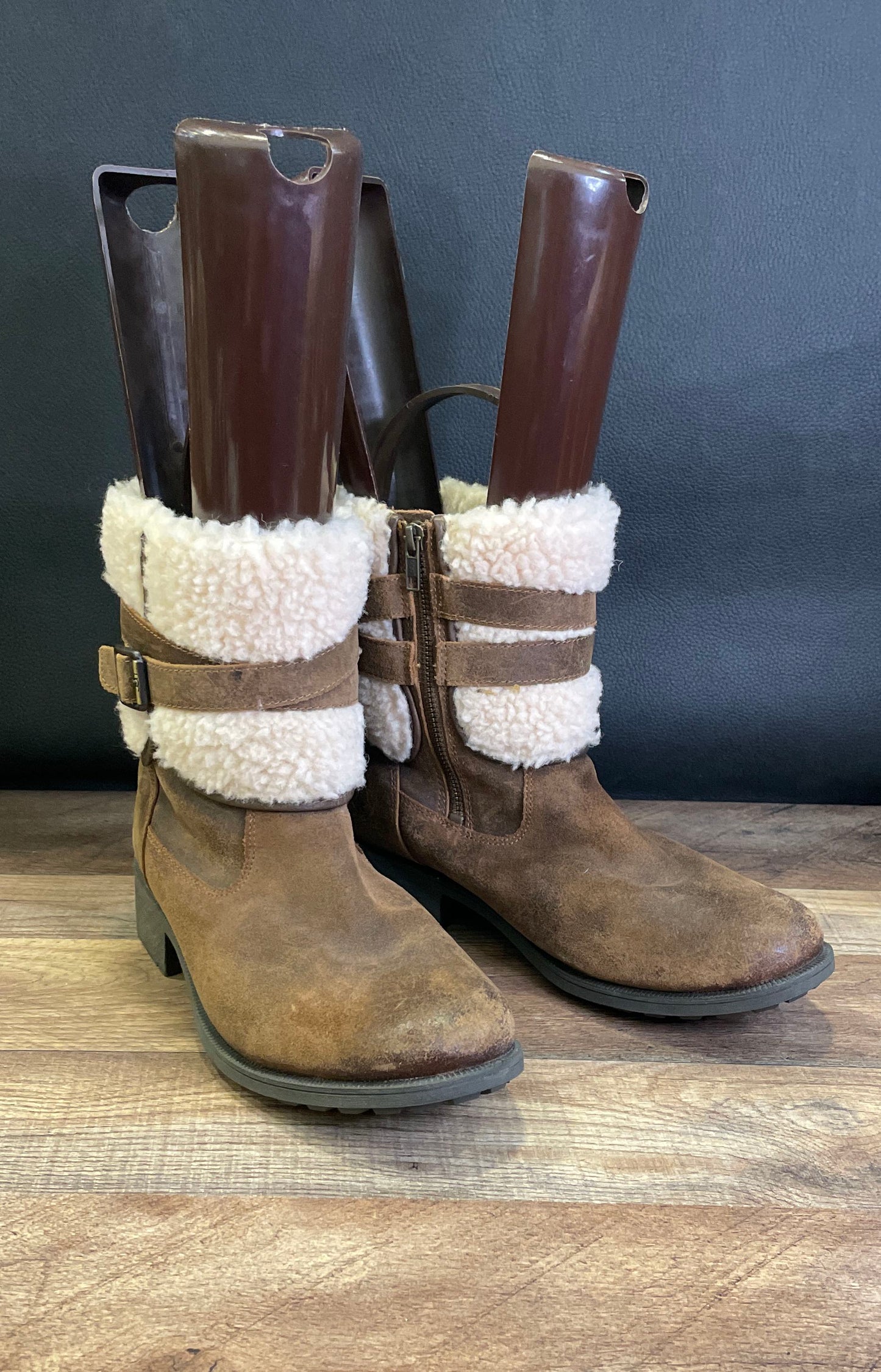 UGG Blayre III Brown Leather Shearling Lined Ankle Boots Women's Size 10