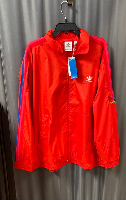 Adidas Men's Active Red 3D Trefoil 3-Stripe Track Top Windbreaker Sz 2XL NWT
