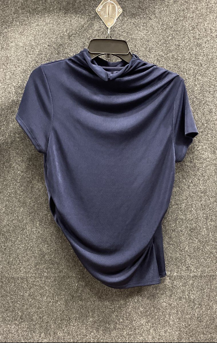 Fashion Nova Women's Rebecca Top Navy Cap Sleeve Asymmetrical Ruched Sz 2X NWT
