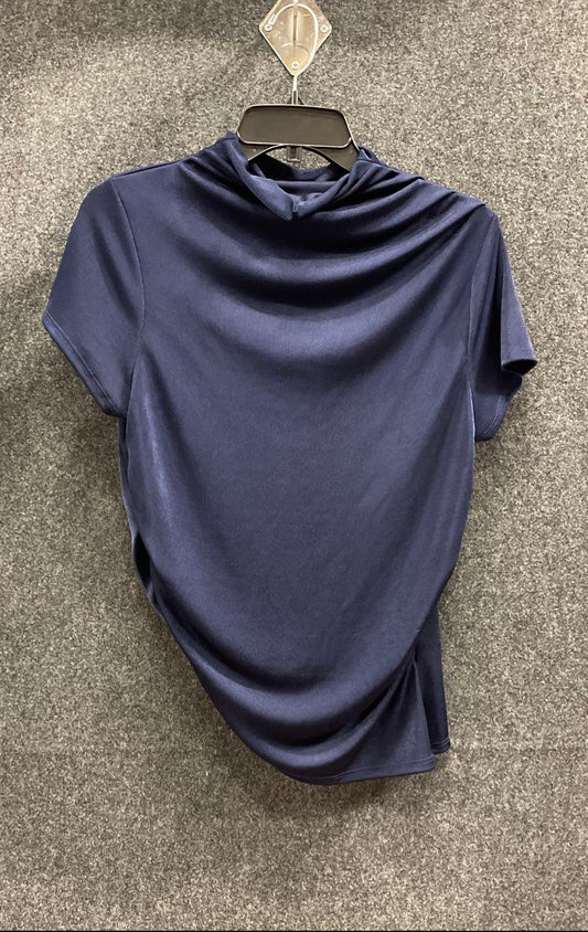 Fashion Nova Women's Rebecca Top Navy Cap Sleeve Asymmetrical Ruched Sz 2X NWT