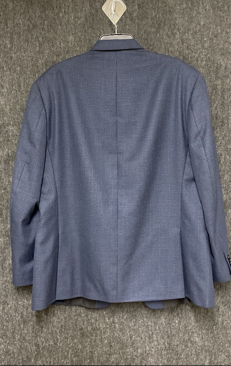 Michael Michael Kors Men's Blue Micro Check Notch Lapel Two Button Blazer Sz 46R