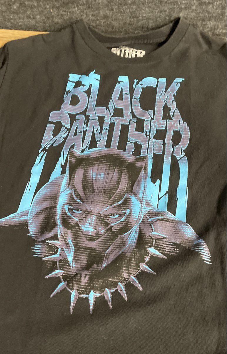 Marvel Boys Black Panther Graphic T-Shirt Black 100% Cotton Sz L 14/16