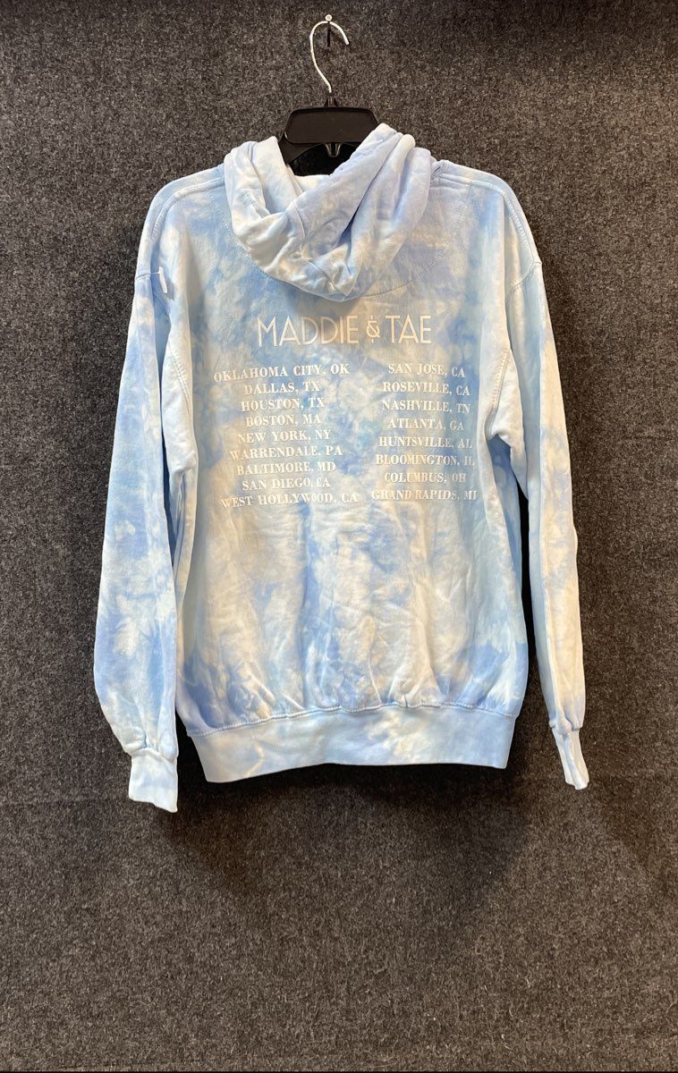 Maddie & Tae Women's Blue Tie Dye Madness Tour Pullover Hoodie Sz M