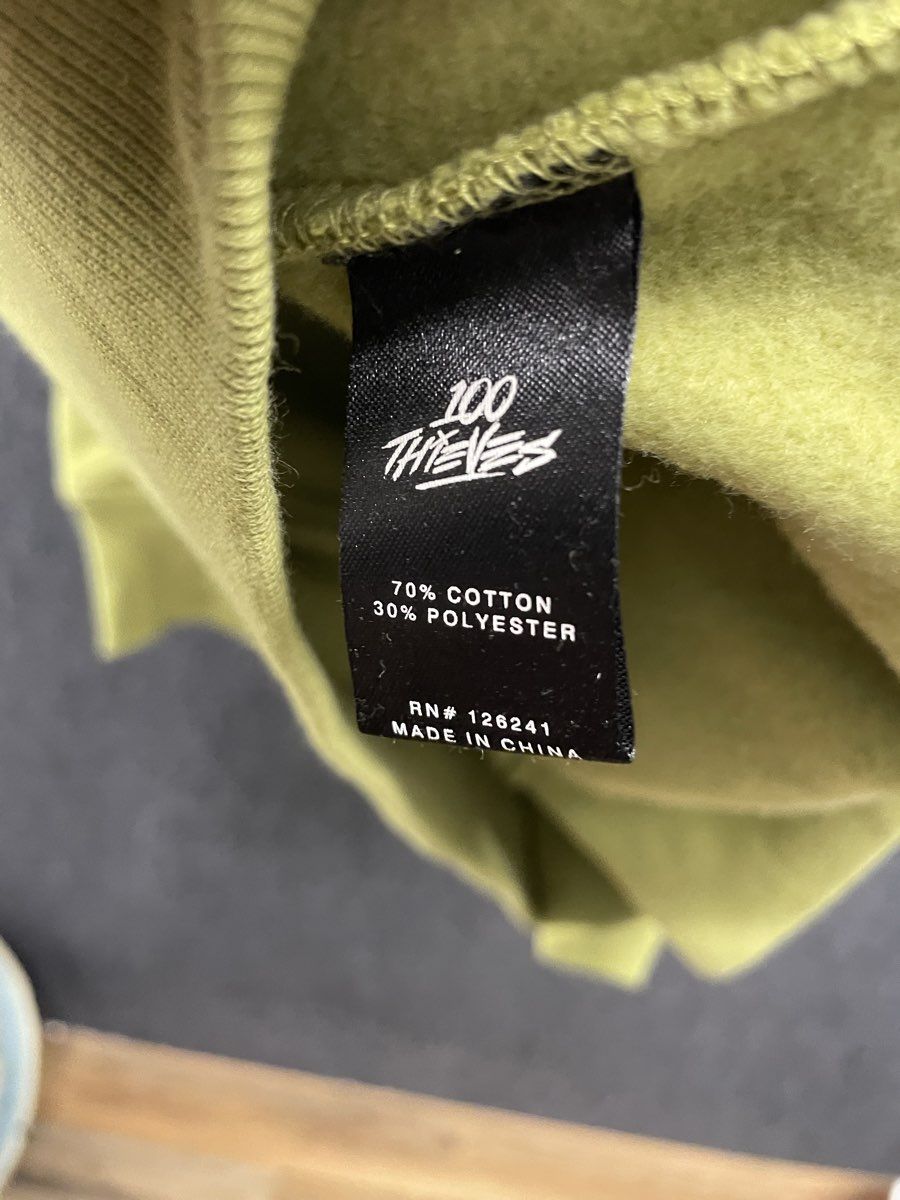100 Thieves Men's Wolf Pullover Olive Green Graphic Hoodie Sz Large