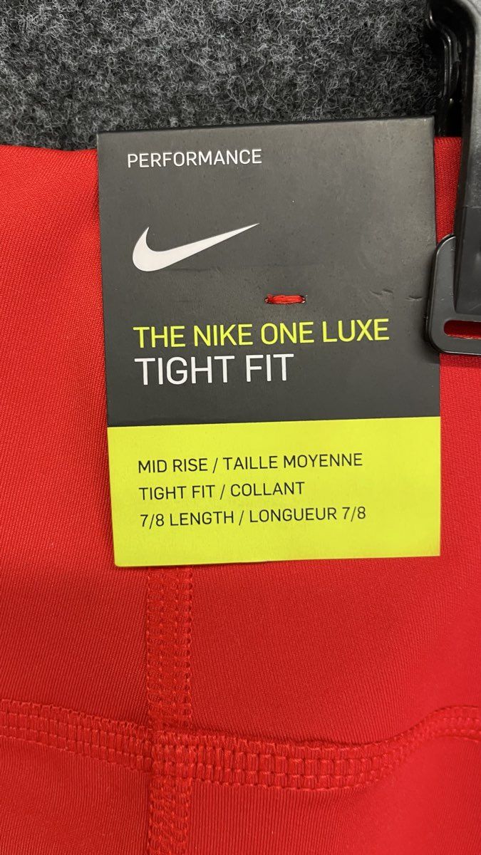 Nike Women's One Luxe 7/8 Leggings Red Strappy Mid Rise Dri-FIT NWT Sz XL