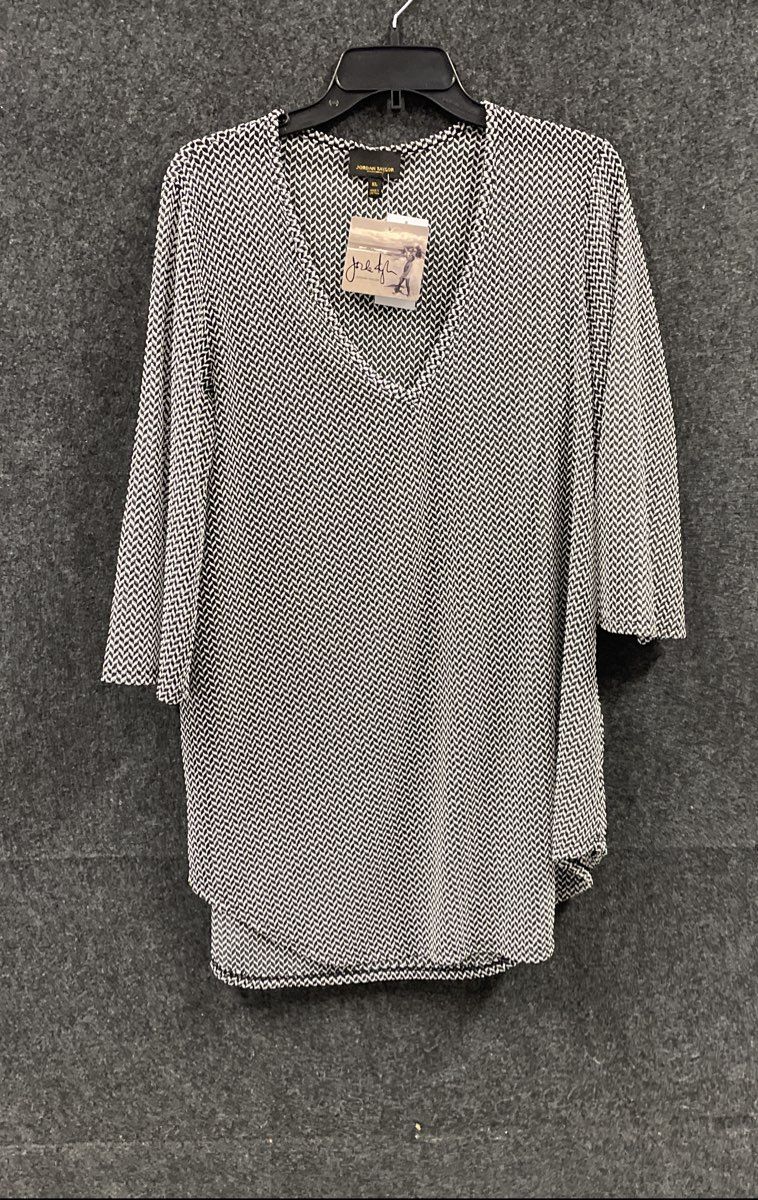 Jordan Taylor Women's Black White Chevron Mesh Tunic Dress V-Neck NWT Sz XL
