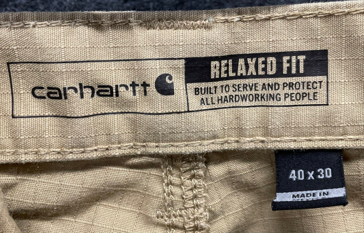 Carhartt Men's Beige Force Relaxed Fit Ripstop Cargo Work Pants Size 40x30