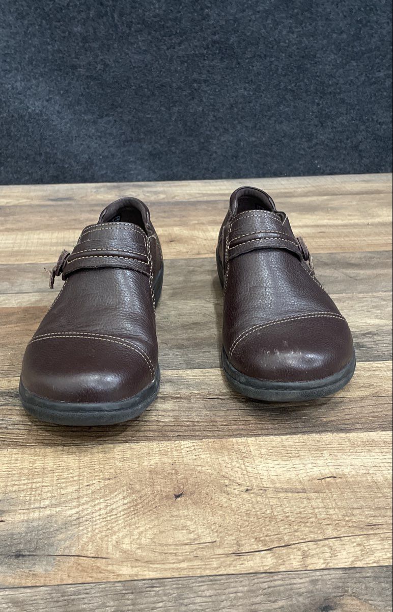 Clarks Collection Ashmont Race Dark Brown Leather Slip-On Loafers Women's Size 8