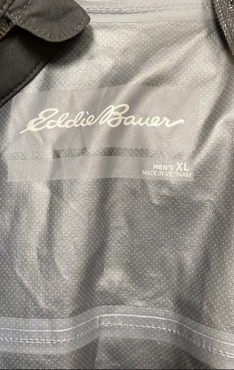 Eddie Bauer Men's Black Weatheredge Hooded Rain Shell Jacket Size XL