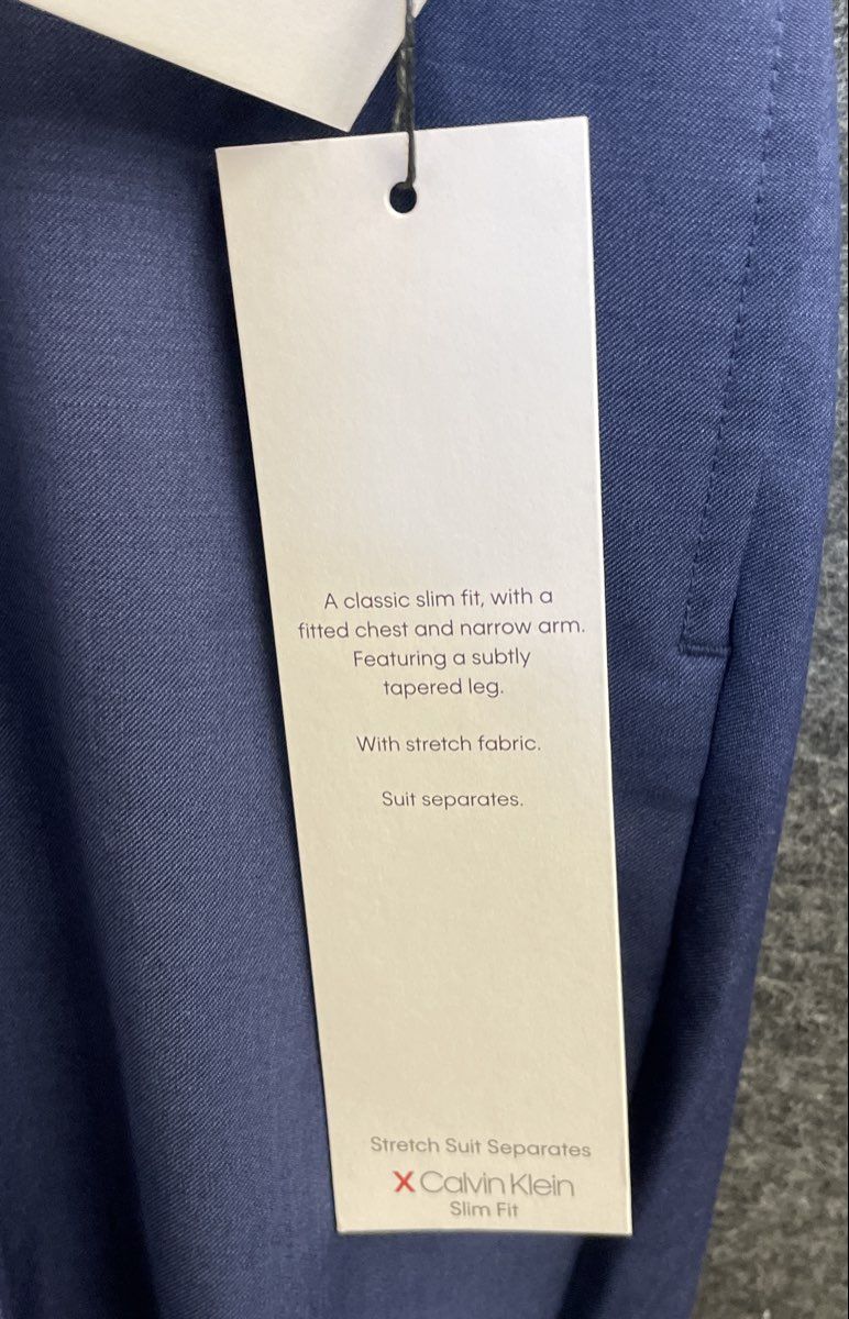 Calvin Klein Men's Jerome Slim Fit Navy Blue Wool Stretch Suit Pant NWT 40x32