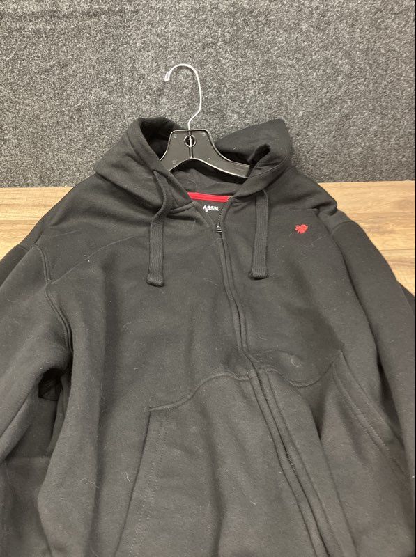 U.S. Polo Assn. Men's Full Zip Fleece Hoodie Black Embroidered Logo NWT Sz 3XL