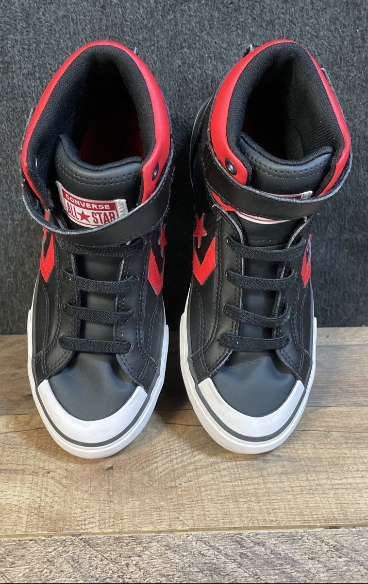Converse Pro Blaze Strap Black Red White High Top Youth Sneakers Size 2.5
