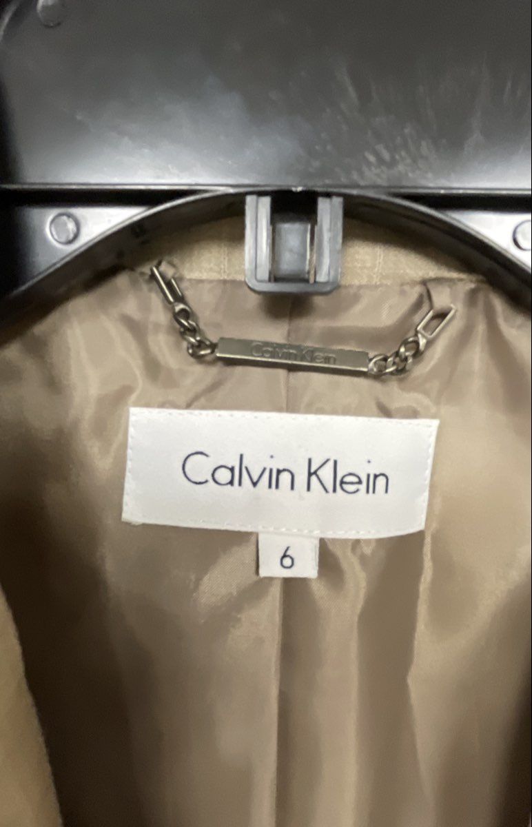 Calvin Klein Women's Tan Textured 2-Piece Blazer Skirt Suit Set Sz 6