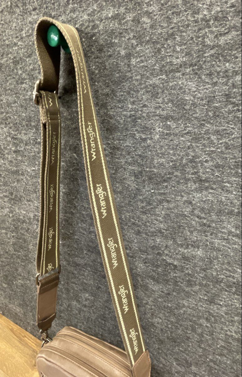 Wrangler Taupe Faux Leather Whipstitch Crossbody Bag Branded Strap