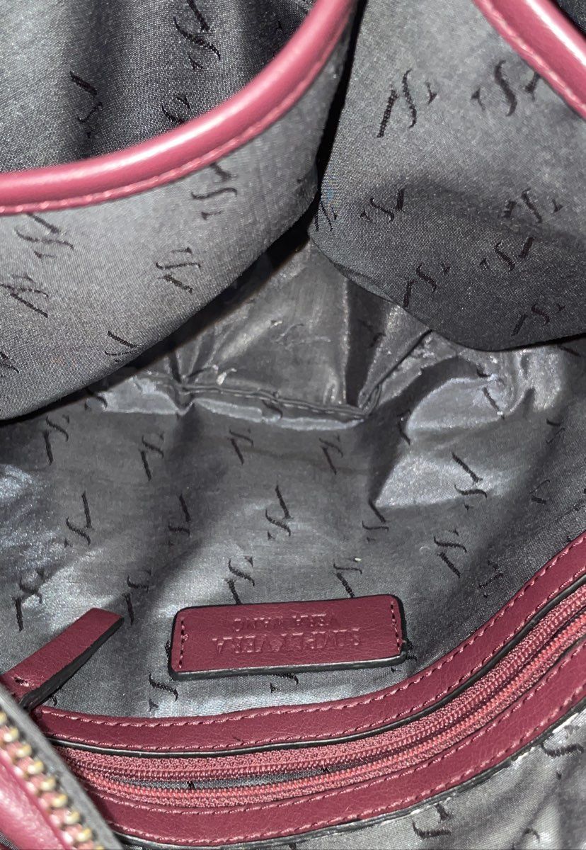 Simply Vera Vera Wang Burgundy Pebbled Faux Leather Satchel Shoulder Crossbody