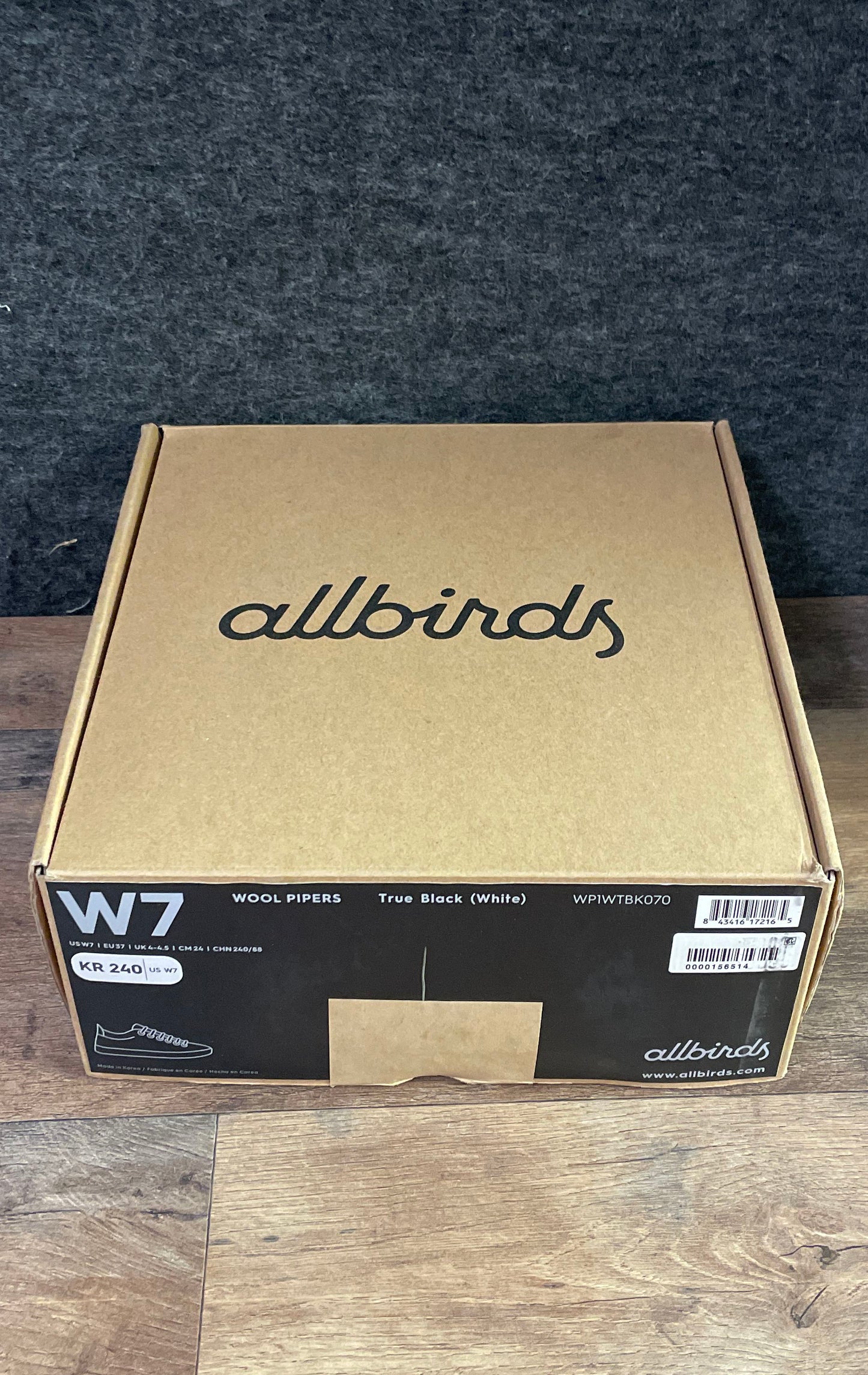 Allbirds Wool Pipers True Black Sustainable Sneakers Women's Size 7