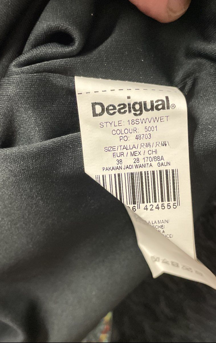 Desigual Women's Black Lace Graphic Mandala Circle Shift Dress Sz 38