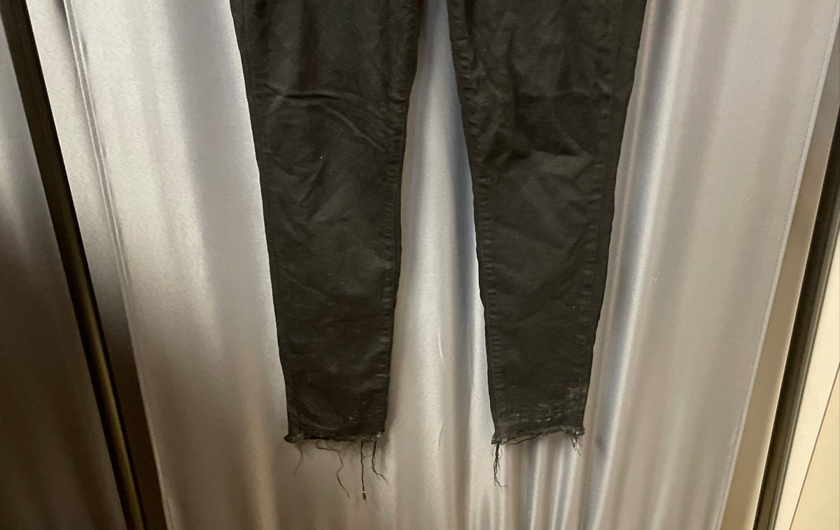 Paige Women's Black Skinny Ankle Jeans Raw Frayed Hem Sz 29
