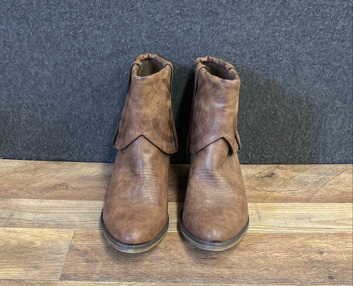 MIA Joshua Brown Western Ankle Boots Embroidered Pointed Toe Size 11
