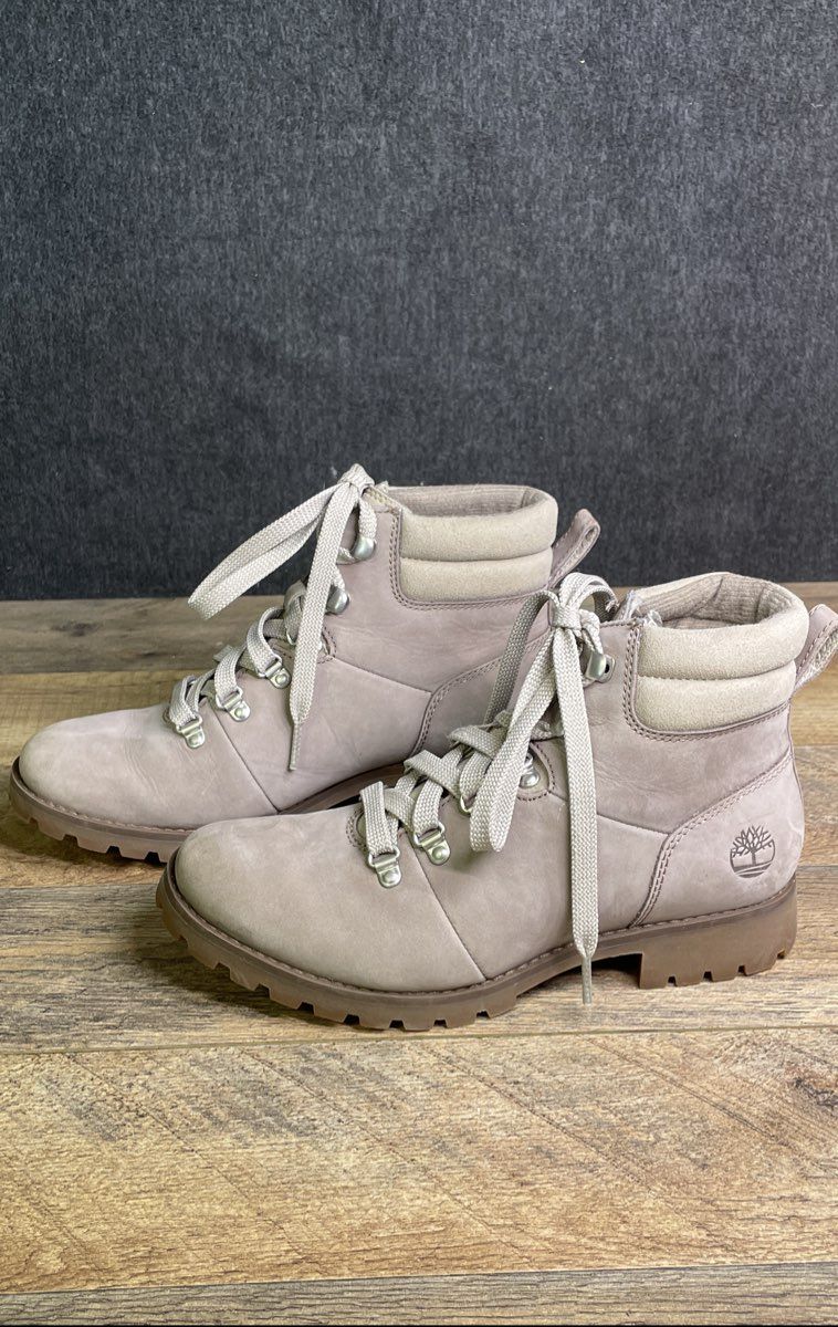 Timberland Ellendale Taupe Leather Mid Hiker Boots Women's Size 6