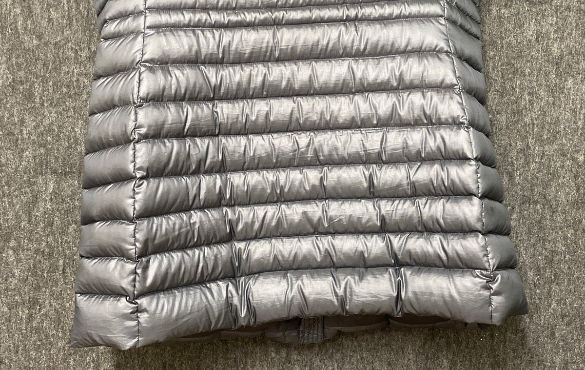 Lands' End Girls Down Puffer Vest Metallic Gray Quilted Full Zip Sz L 14-16