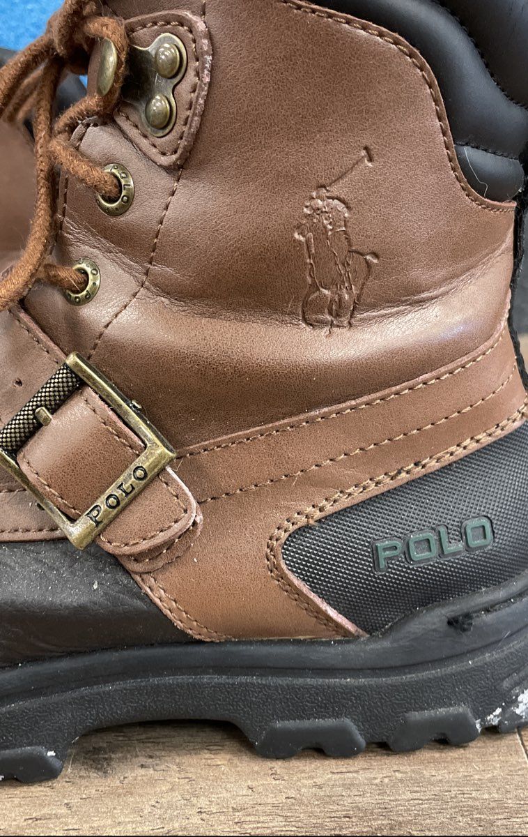 Polo Ralph Lauren Woodbury Brown Black Leather Duck Boots Men's Size 10