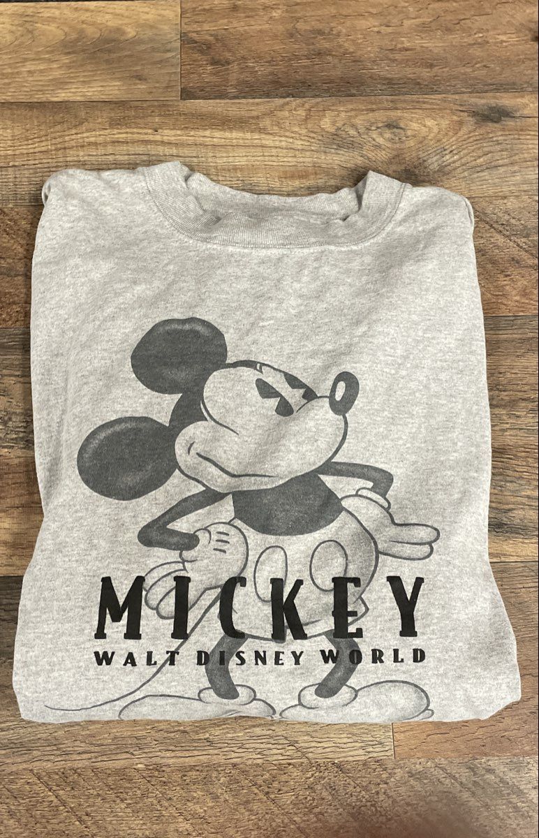 Vintage Walt Disney World Mickey Mouse Long Sleeve T-Shirt Gray Sz XXL