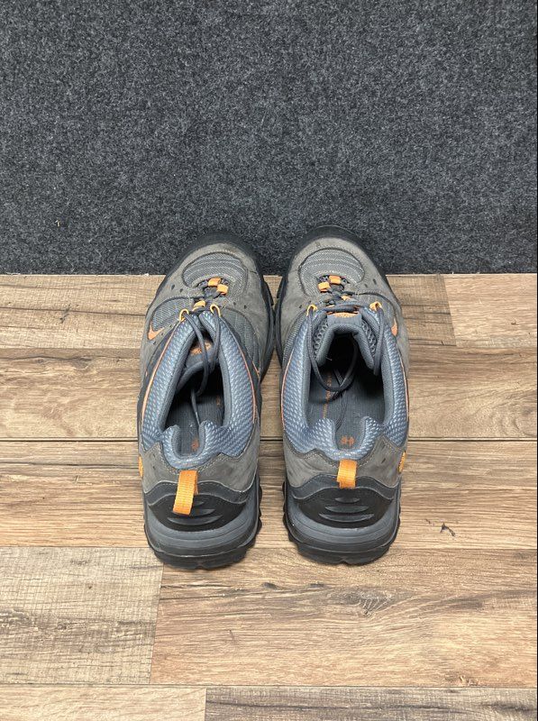 Timberland Grey Orange Leather Mesh Low Top Hiking Trail Shoes Men's Size 12