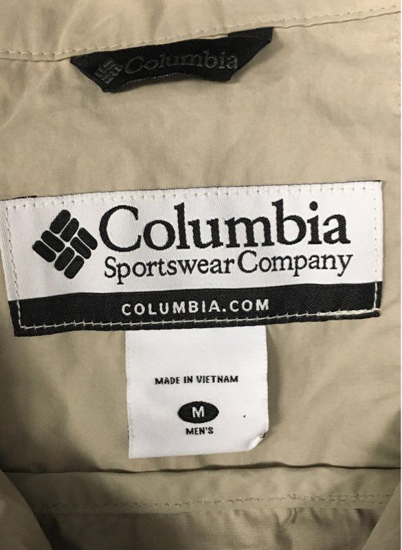 Columbia Men's Beige Full Zip Windbreaker Jacket Cotton Blend Sz M