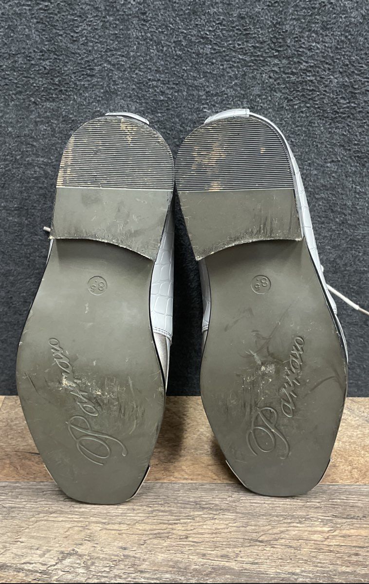 Parrazo JY-2 Grey Striped Faux Croc Square Toe Dress Shoes Derby Size 8.5