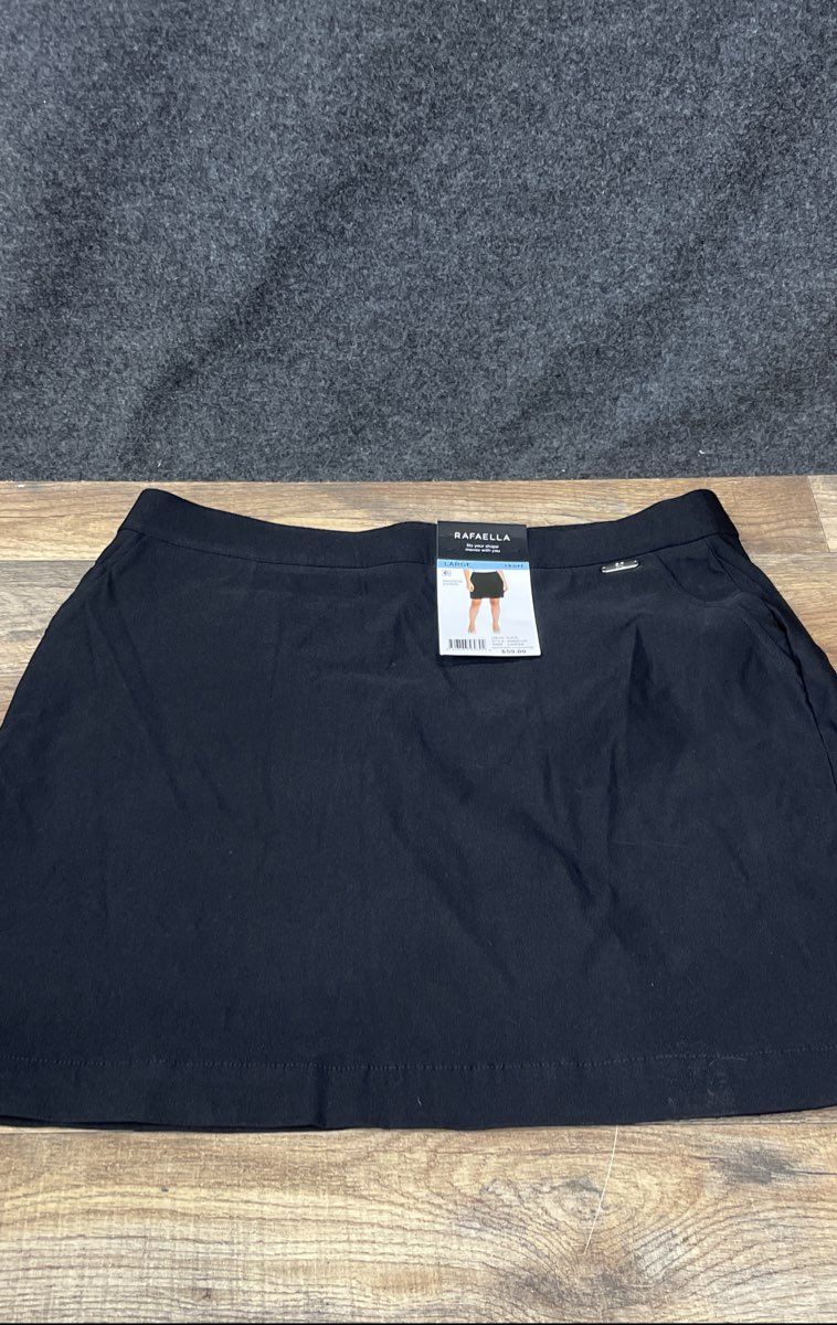 Rafaella Women's Black Stretch Skort Functional Pockets NWT Size Large