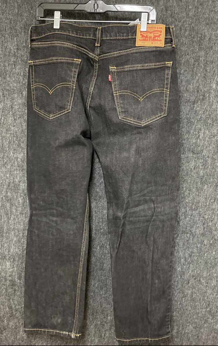 Levi's Men's 505 Regular Fit Jeans Dark Indigo Wash Straight Leg Sz 36x30